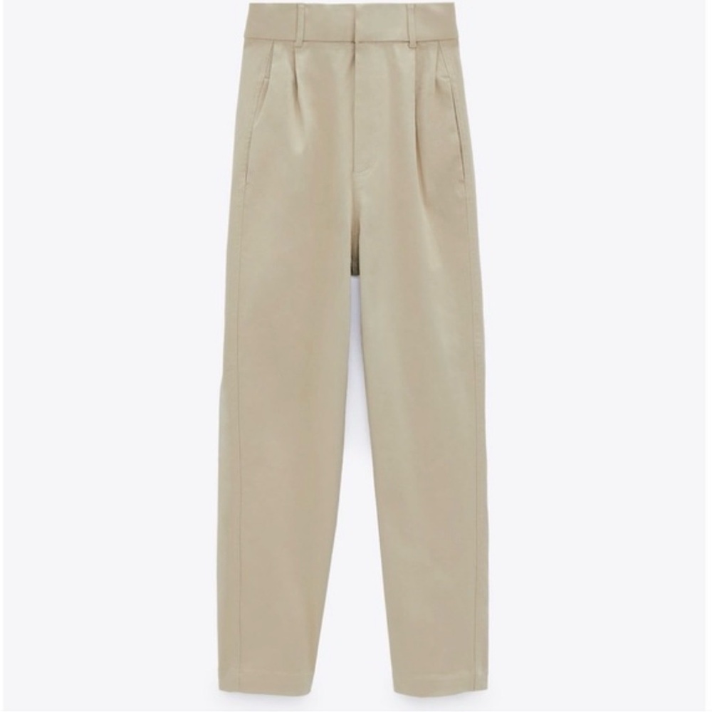 ZARA high waisted pleated tapered trousers